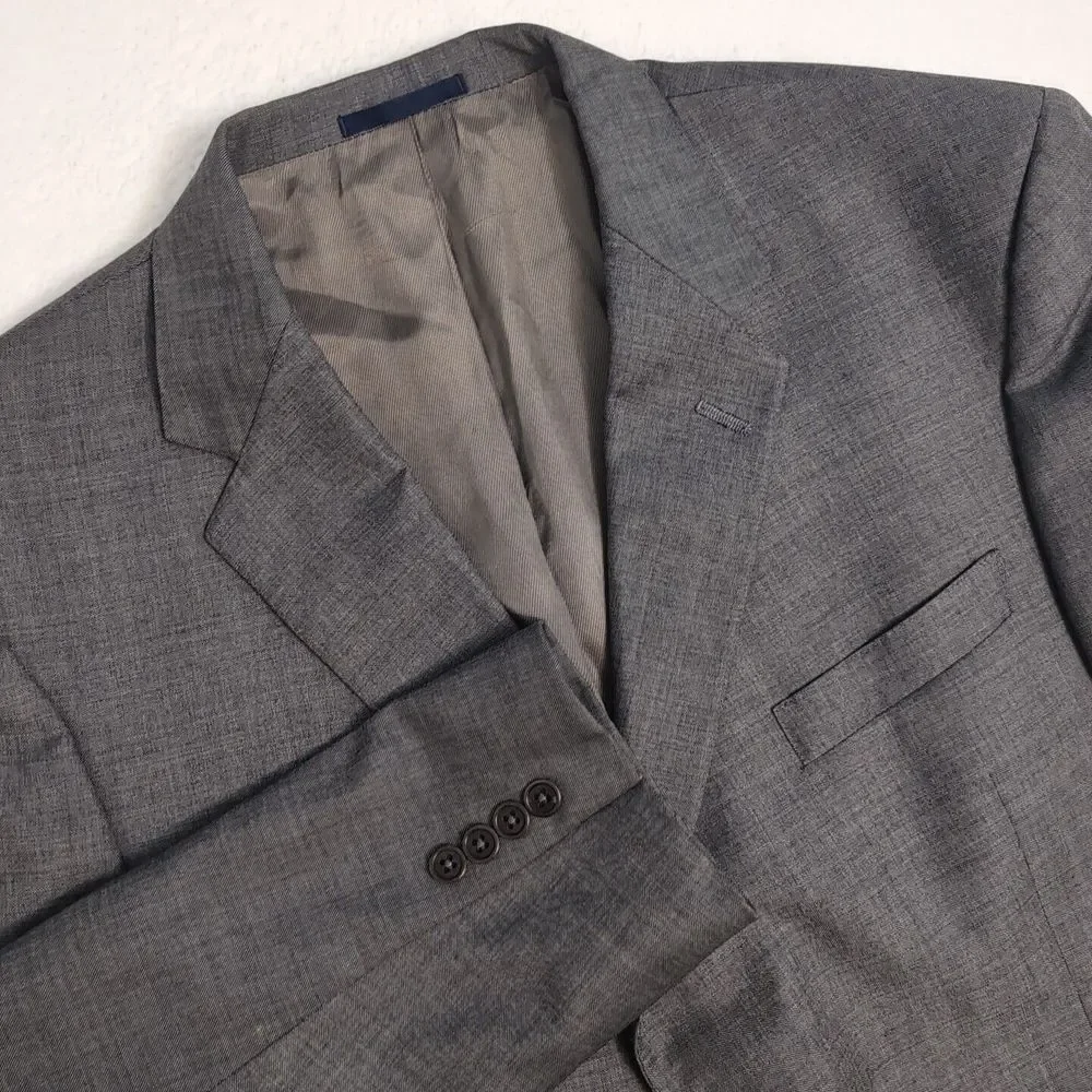 Daniel Cremieux Loro Piana 100% Wool Sport Coat Mens 46R Blazer 2 Button‎ Gray
